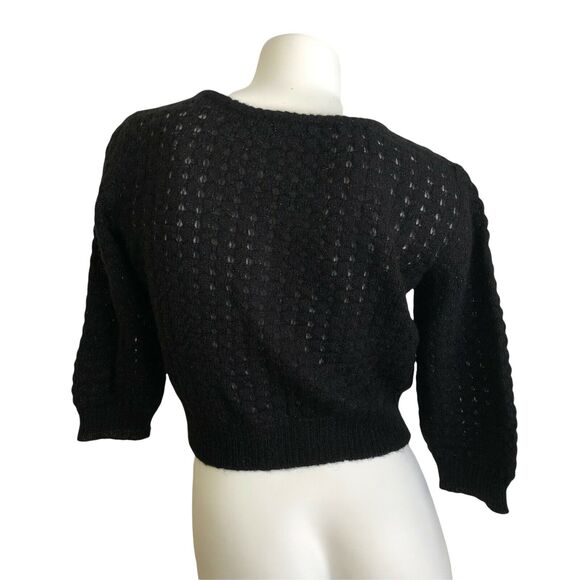 Agnes b Open Knit Cropped Cardigan Shrug Mohair Metallic Sz 2 / M Made in Italy - Picture 2 of 6